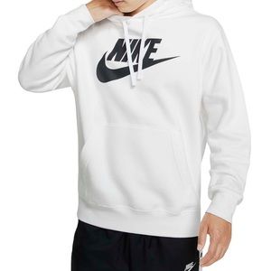 Nike White/Black Graphic Fleece Pullover Hoodie Sz Large